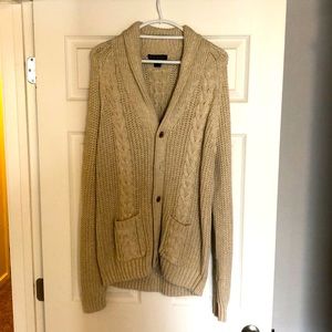 Brooks Brothers cable knit tan cardigan